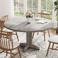 Garvee Table à manger ronde 120 cm pour 4 à 6 personnes, MDF robuste, base stable, pieds réglables, gris, pour cuisine et salon