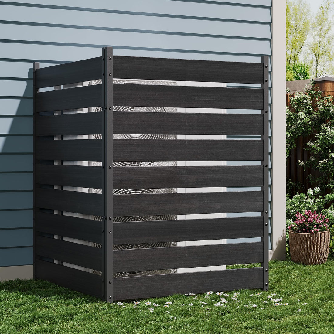 Paravent Garvee en cèdre noir, 124,5 cm x 96,5 cm, 2 panneaux, bois de cèdre naturel, pour jardin et terrasse.