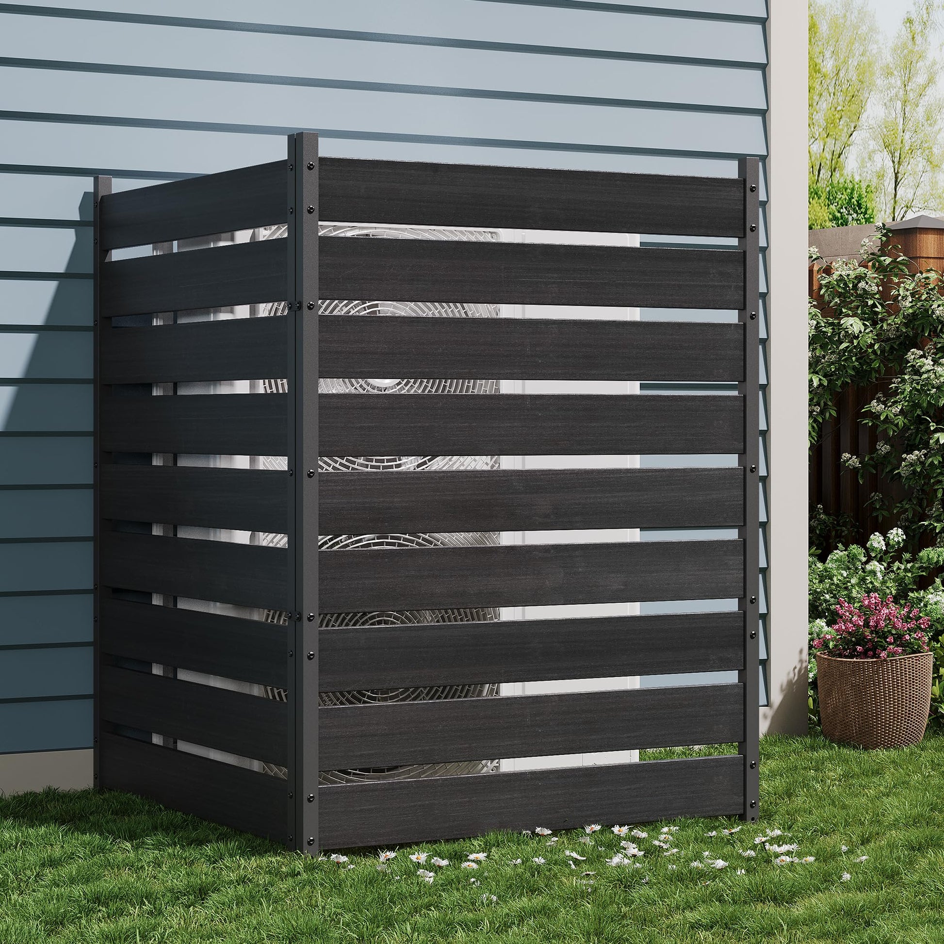 Paravent Garvee en cèdre noir, 124,5 cm x 96,5 cm, 2 panneaux, bois de cèdre naturel, pour jardin et terrasse.