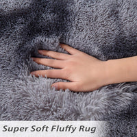 Tapis Garvee extra large 2,44 m x 3,05 m à poils longs et moelleux, idéal pour la chambre, le salon ou la chambre d'enfant, gris foncé