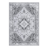 Tapis Garvee style bohème vintage, lavable en machine, antidérapant, gris, 120 x 170 cm, salon, chambre