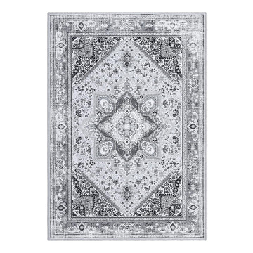 Tapis Garvee style bohème vintage, lavable en machine, antidérapant, gris, 120 x 170 cm, salon, chambre