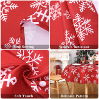 Nappe de Noël ronde Garvee à motif flocons de neige, déperlante, en polyester, rouge et blanche, 152 cm (60 pouces), décoration hivernale