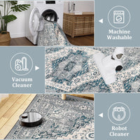 Tapis décoratif lavable Garvee, à poils courts, bleu-gris, 120 x 170 cm, pour chambre, salon, salle à manger, entrée