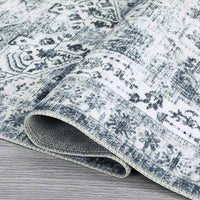 Tapis Garvee lavable en machine 80 x 150 cm, design vintage gris, antidérapant, pour salon ou chambre