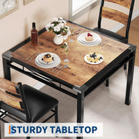 Ensemble table et chaises Garvee pour 2 personnes avec chaises rembourrées, protections d'angle, structure robuste en MDF, ergonomique, gain de place, marron, pour cuisine et appartement