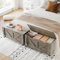 Banc de rangement Garvee à roulettes, coffre en bois de 100 cm (39,4 po), capacité de charge de 159 kg (350 lb), gris, polyvalent pour couloir et salon.