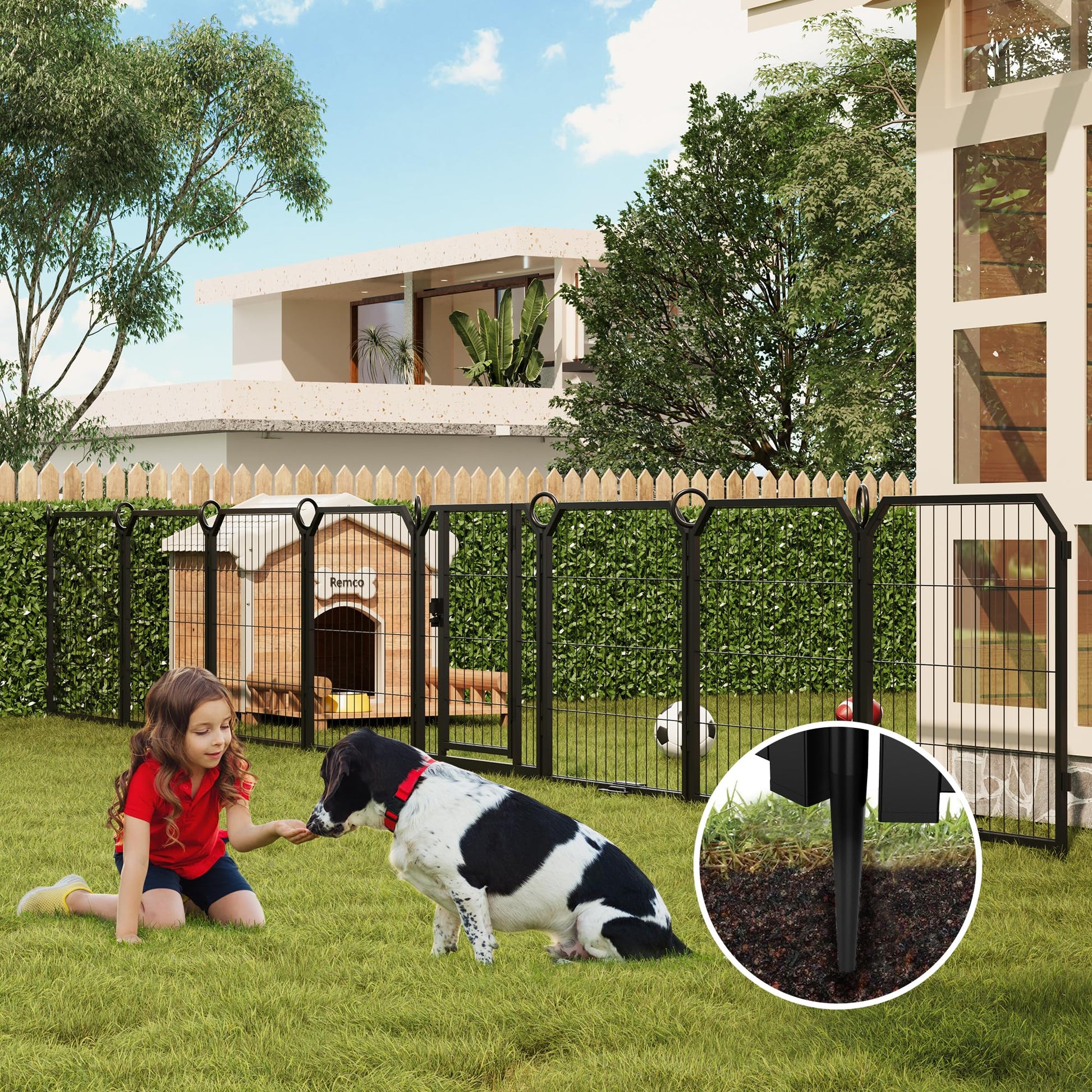Garvee Parc pour Chien 102 cm, 8 Panneaux en Métal Robuste, Enclos Intérieur/Extérieur pour Chiot, Camping-Car, Jardin et Cour