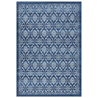 Tapis de couloir antidérapant Garvee style vintage, motif floral et géométrique marocain, bleu, 160 x 230 cm