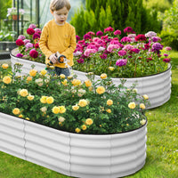 Jardinière surélevée Garvee, en métal ovale, avec revêtement aluminium-magnésium-zinc, pour le jardin, flexible, antirouille, résistante aux intempéries, design moderne