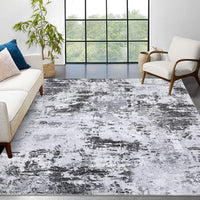 Tapis moderne abstrait Garvee 240 x 340 cm, gris, à poils courts, antidérapant, pour salon.
