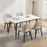 Ensemble de 2 chaises de salle à manger en bois Garvee, style moderne, rembourrées, dossier haut, revêtement en tissu, robustes et confortables, beige, pour cuisine et café, 46 cm (P) x 52 cm (L) x 78 cm (H)