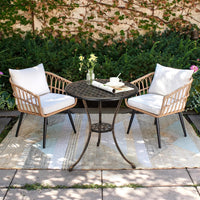 Table bistro Garvee 24" en aluminium avec trou pour parasol, antirouille, bronze vieilli, idéale pour le jardin et le balcon, robuste et légère.