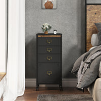 Garvee Caisson de classement mobile 4 tiroirs en tissu, cadre métal, plateau MDF, imperméable et anticorrosion, roulettes, idéal bureau maison.