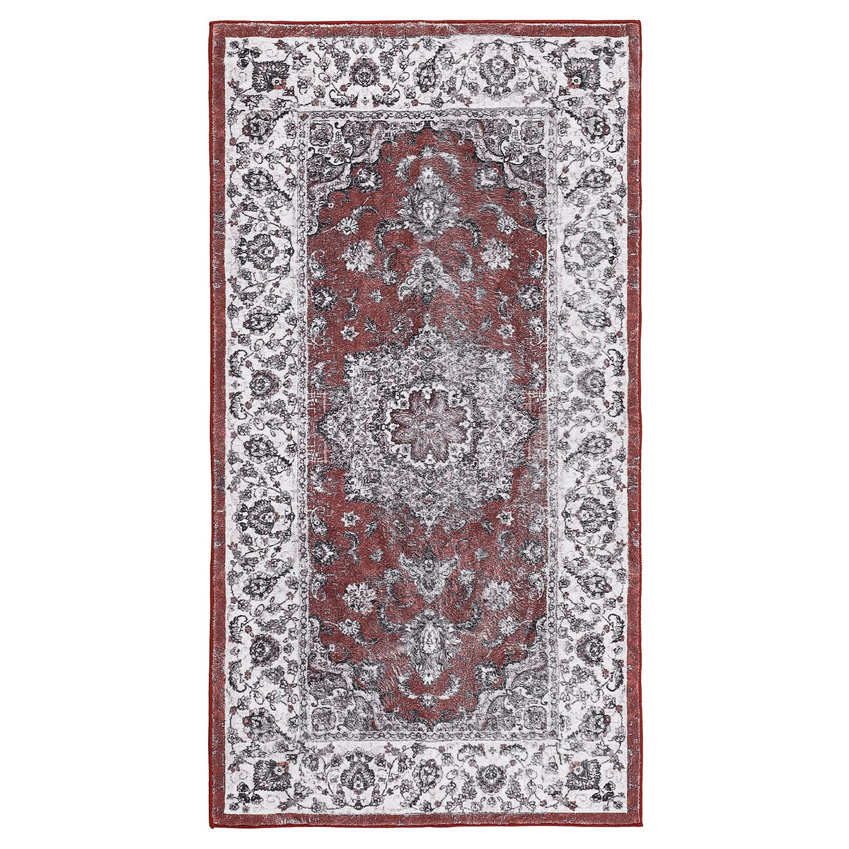 Garvee Machinewasbaar Tapijt Vlekbestendig Laagpolig Met Oosters Design Voor Binnen En Buiten 80 x 150 cm Rouge