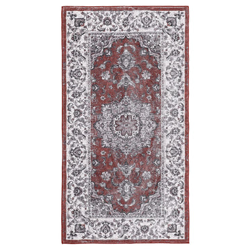 Garvee Machinewasbaar Tapijt Vlekbestendig Laagpolig Met Oosters Design Voor Binnen En Buiten 80 x 150 cm Rouge