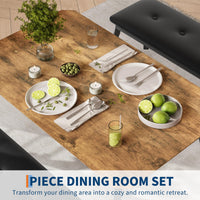 Ensemble de salle à manger rétro Garvee 3 pièces avec table d'angle et 2 bancs rembourrés, structure en métal, revêtement en cuir PU, gain de place, noir, idéal pour les petites pièces