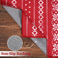 Garvee Jullöpare Matta For Hall - Décoration de Noël douce rouge, Maskintvättbar, Halkfri, 60x180 cm, Vita Blommönster, Köksmatta
