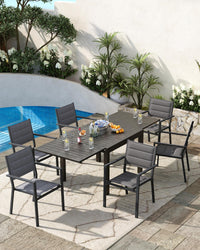 Ensemble de 2 chaises de jardin empilables Garvee en métal avec revêtement Textilène résistant aux UV, légères et résistantes aux intempéries, structure en aluminium, noires.