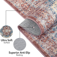 Tapis Garvee traditionnel vintage, motif oriental, antidérapant, lavable, 160 x 230 cm, couleur rouille, pour salon et salle à manger
