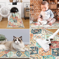 Tapis de couloir Garvee 60 x 230 cm, lavable, motif floral vintage, antidérapant, pour chambre ou cuisine.