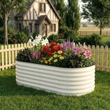 Garvee Bac De Jardin Surélevé Galvanisé 1,8×0,9×0,6m Beige, Acier Métallique, Résistant à La Rouille, Drainage Optimal, Montage Rapide, Extérieur - Beige-ovale (1 pièces)