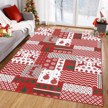 Tapis de Noël Garvee pour salon, antidérapant, patchwork, 120 x 170 cm, style bohème, décoration festive