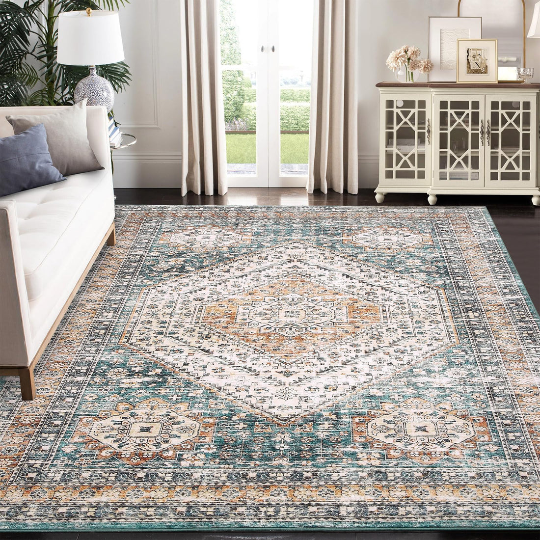 Tapis de couloir vintage Garvee, lavable et antidérapant, idéal pour l'entrée, la cuisine, le salon et la chambre, 60 x 230 cm, multicolore.