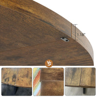 Table de salle à manger ronde Garvee pour 4 à 6 personnes, 119 cm (47 pouces), structure en métal, plateau en bois, design industriel, gain de place, grise