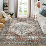 Tapis persan-oriental Garvee 160 x 230 cm, envers en polyester TPR, lavable, antidérapant, pour salon