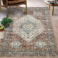 Tapis de couloir vintage Garvee, lavable, antidérapant, facile à nettoyer, pour salon, chambre, salle à manger, marron, 120 x 170 cm