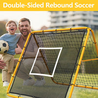 Garvee Filet de rebond de football 120 x 120 cm, angle réglable, double face, cadre en acier, filet en PE tous temps