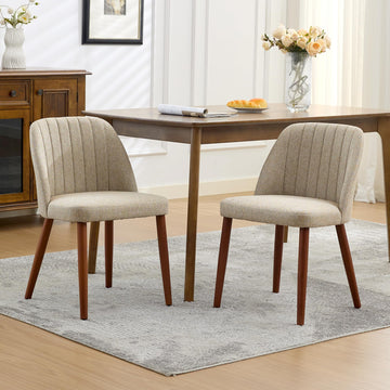 Ensemble de 2 chaises de salle à manger Garvee en bois, assises rembourrées, pieds robustes en bois, pour cuisine et restaurant, style moderne et compact, revêtement en tissu.