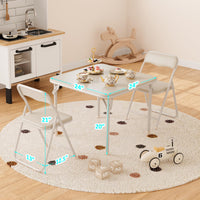 Ensemble table et chaises pliantes Garvee pour enfants avec coussin d'assise en PU, structure robuste en acier, pliable, idéal pour manger, lire et jouer, compact et confortable.