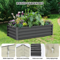 Potager surélevé galvanisé Garvee 180 x 90 x 30 cm, en acier, antirouille, avec rebord de sécurité, idéal pour le jardin et la terrasse, durable et facile à monter.