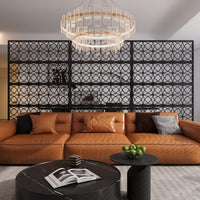 Garvee Paravent métallique 180 × 117 cm, tous temps et à la rouille, autoportant jardin/terrasse, noir, motif géométrique