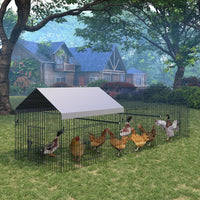 Poulailler Garvee 100x330x100cm – Acier galvanisé avec 3 compartiments et 4 portes pour poules et lapins