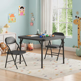 Garvee Ensemble table et chaises enfants 3 pièces pliables, métal et cuir PU noir, format carré pour intérieur et extérieur