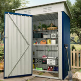 Garvee Abri De Jardin 1,5×0,9m En Acier Galvanisé Avec Toit Incliné Et Porte Verrouillable Pour Jardin Et Terrasse, grand volume - Bleu marine