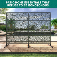 Garvee Paravent métallique 180 × 117 cm, noir, tous temps et à la rouille, Design moderne et géométrique, Idéal jardin/terrasse