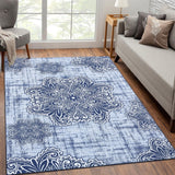 Tapis lavables Garvee, doux et antidérapants, pour salon, chambre ou salle à manger, 120 x 170 cm, bleu