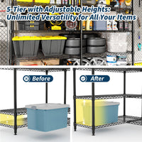Garvee Étagère métallique en L, 5 niveaux réglables, hauteur 179 cm, capacité 601 kg, pour cuisine, bureau et garage