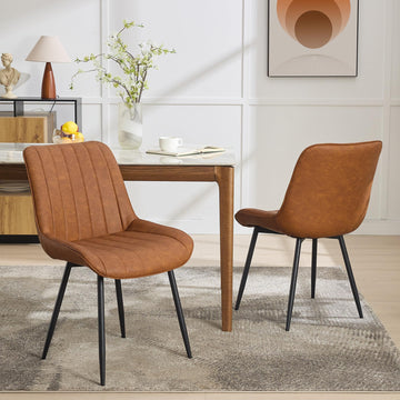 Ensemble de 2 chaises de salle à manger modernes Garvee, revêtues de cuir PU, pieds en métal, stables, confortables et polyvalentes, idéales pour la cuisine ou un café, couleur noire.