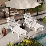 Garvee chaise longue extérieure HDPE 5 positions avec porte-gobelet et roulettes pour piscine et jardin blanc lot de 2