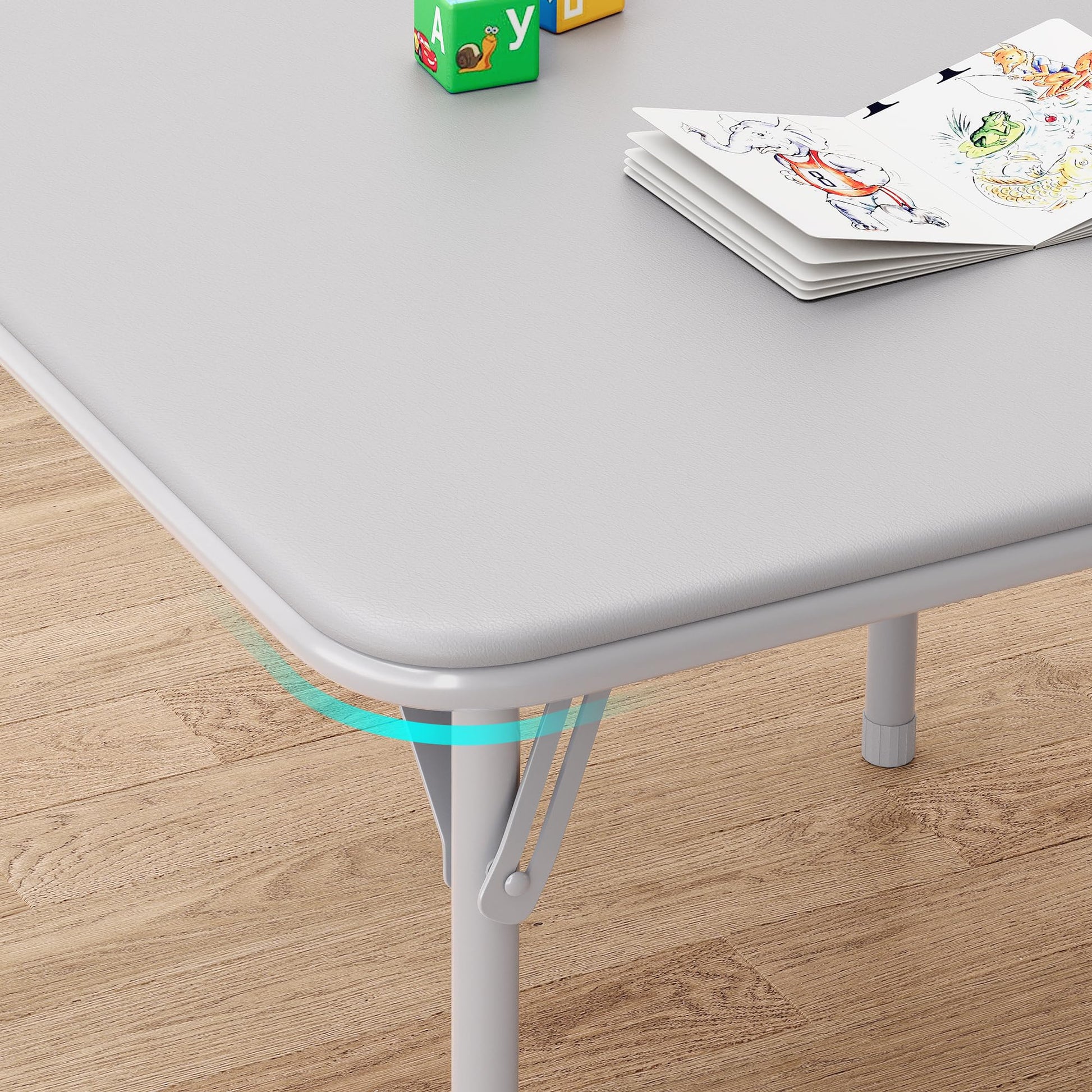 Ensemble table et chaises pliantes Garvee pour enfants, avec coussins d'assise en PU, structure robuste en acier, pliable, idéal pour manger, lire et jouer, compact, multicolore