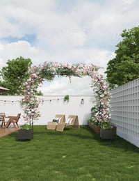 Arche de jardin Garvee 86,6 pouces en métal avec jardinière intégrée, résistante aux intempéries et réglable en hauteur, idéale pour les mariages et le jardin (noir).