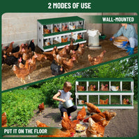 Garvee pondoir pour poules à 10 compartiments, acier galvanisé de 0,7 mm, collecteur d’œufs, conception inclinée, installation facile, idéal pour poulaillers, vert