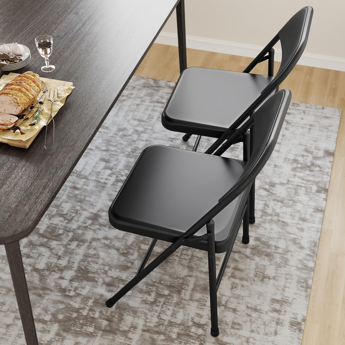Garvee Lot de 4 chaises pliantes, cadre en métal, charge max. 159 kg, chaises portables pour salle à manger, salon, bureau et camping