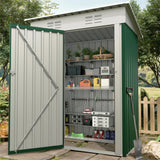 Garvee Abri De Jardin Métallique 1,5×0,9m Acier Galvanisé Anti-Rouille Toit Incliné Porte Simple Ventilation Sécurisé Compact Extérieur - Vert