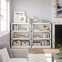 Garvee bibliothèque basse 80 × 31 × 102 cm, 4 niveaux ouverts, finition blanche, style industriel